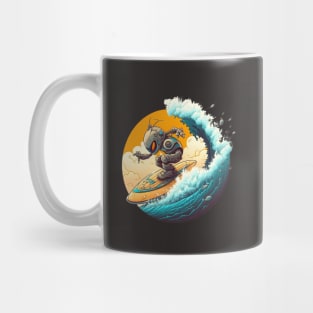 robot surfing in the sunset Mug